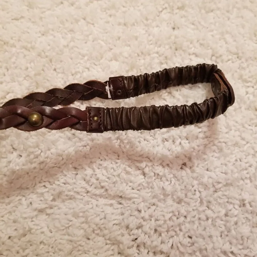 Leather Braided Belt with Studs & Stretch S